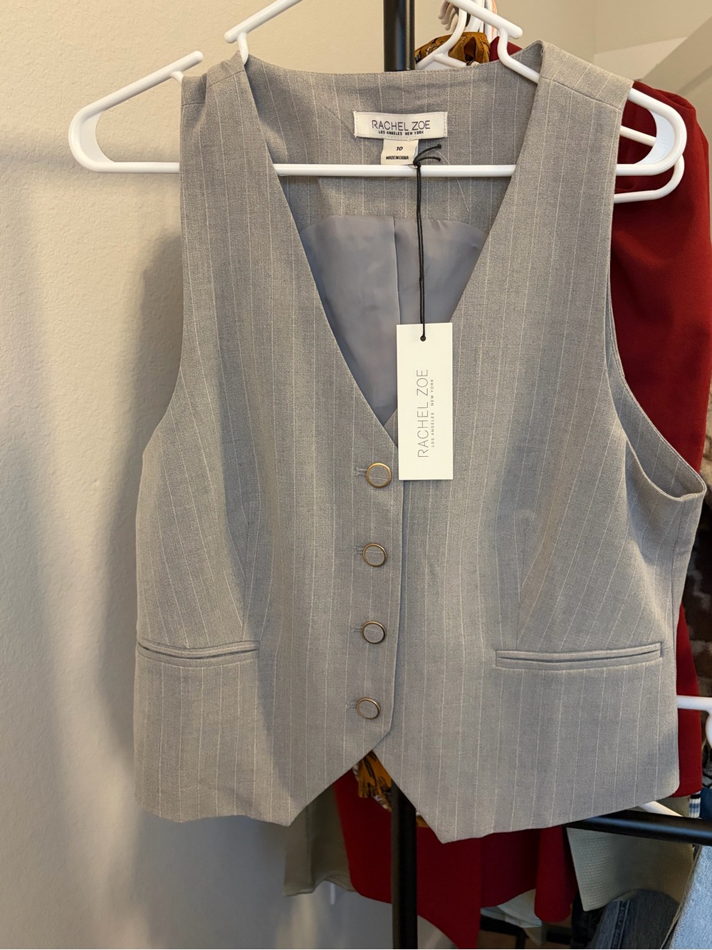 Rachel Zoe Light Gray Pinstripe Tailored Vest